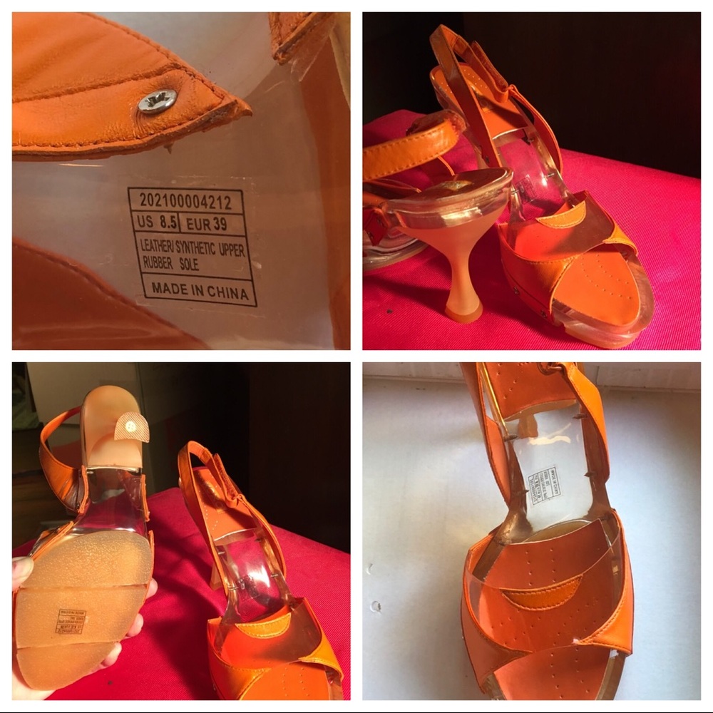 Women’s high heels  size 8.5 Orange and clear